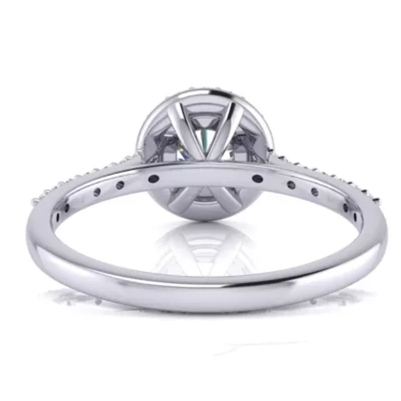 Lab Created Carat Halo Grown Diamond Engagement Ring Sterling Silver