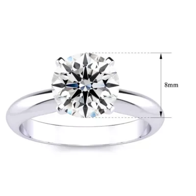 Lab Created Carat Grown Diamond Solitaire Ring Sterling Silver
