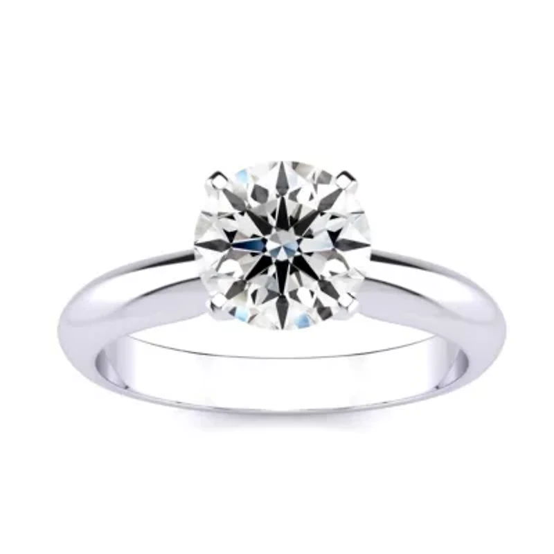 Lab Created /2 Carat Grown Diamond Solitaire Ring Sterling Silver