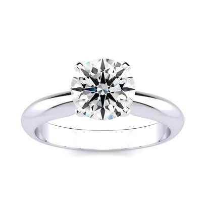 Lab Created /2 Carat Grown Diamond Solitaire Ring Sterling Silver