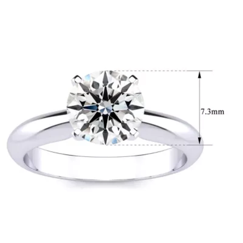 Lab Created /2 Carat Grown Diamond Solitaire Ring Sterling Silver