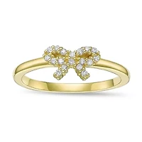 Lab Created 18k Gold Plated Sterling Silver 1/8 ct. t.w. Grown Diamond Bow Ring