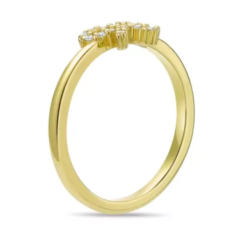 Lab Created 18k Gold Plated Sterling Silver 1/8 ct. t.w. Grown Diamond Bow Ring