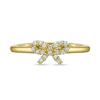 Lab Created 18k Gold Plated Sterling Silver 1/8 ct. t.w. Grown Diamond Bow Ring