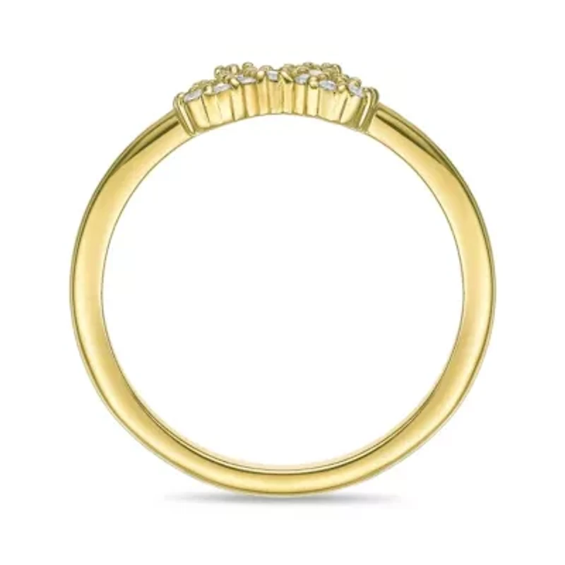 Lab Created 18k Gold Plated Sterling Silver 1/8 ct. t.w. Grown Diamond Bow Ring