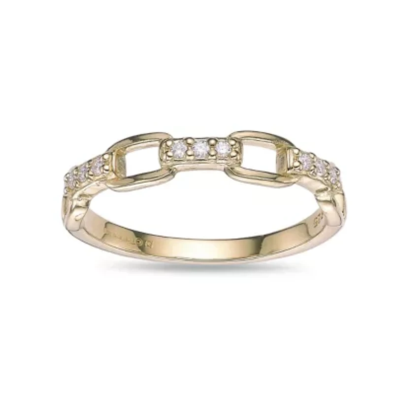 Lab Created 18k Gold Plated Sterling Silver Grown Diamond Accent Cable Chain Ring
