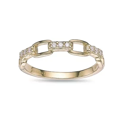 Lab Created 18k Gold Plated Sterling Silver Grown Diamond Accent Cable Chain Ring