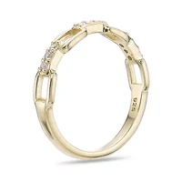 Lab Created 18k Gold Plated Sterling Silver Grown Diamond Accent Cable Chain Ring