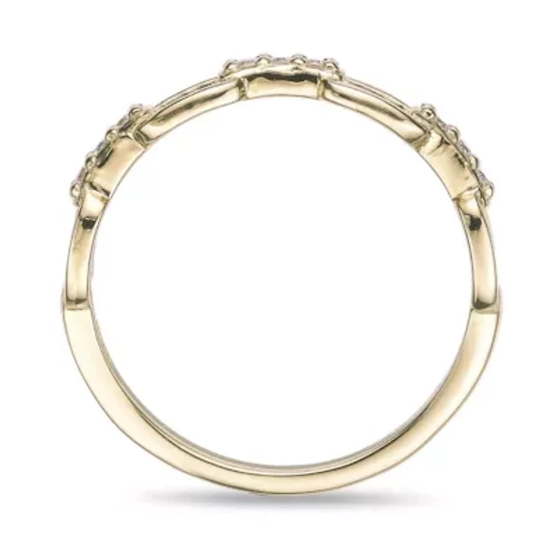 Lab Created 18k Gold Plated Sterling Silver Grown Diamond Accent Cable Chain Ring
