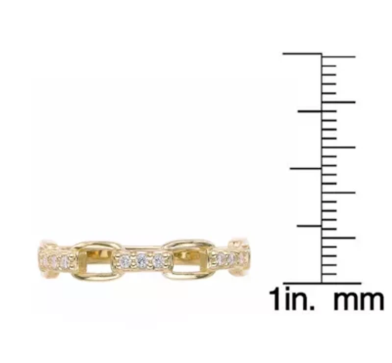 Lab Created 18k Gold Plated Sterling Silver Grown Diamond Accent Cable Chain Ring