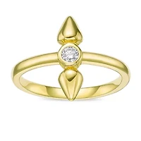 Lab Created 18k Gold Plated Sterling Silver 1/10 ct. t.w. Grown Diamond Bezel Set Spike Ring