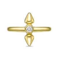 Lab Created 18k Gold Plated Sterling Silver 1/10 ct. t.w. Grown Diamond Bezel Set Spike Ring