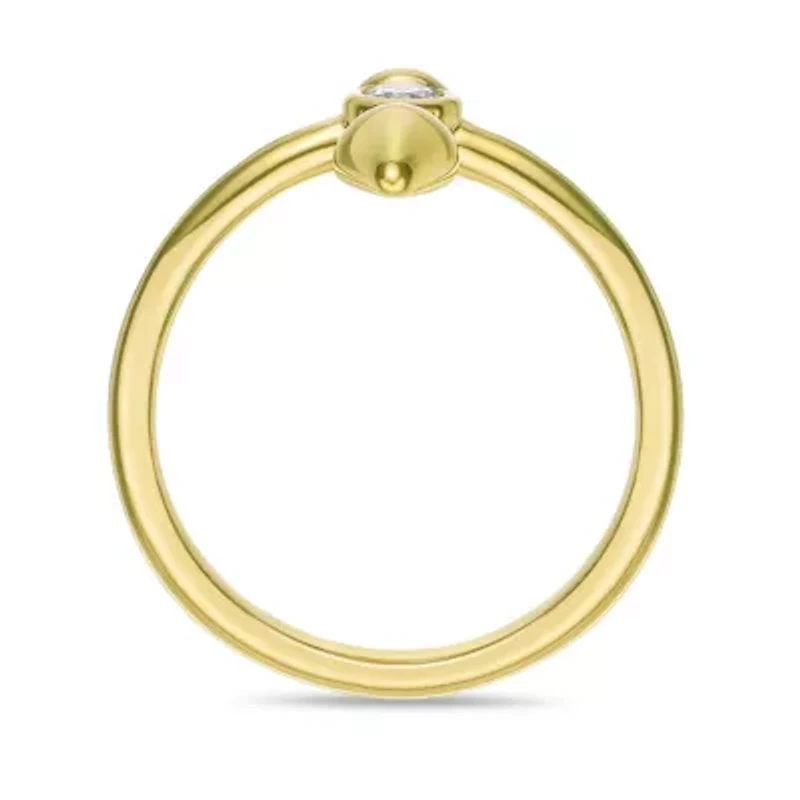 Lab Created 18k Gold Plated Sterling Silver 1/10 ct. t.w. Grown Diamond Bezel Set Spike Ring