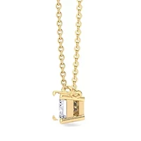 Lab Created / Carat Emerald Cut Grown Diamond Solitaire Necklace Available Sterling Silver and Yellow Gold