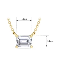 Lab Created / Carat Emerald Cut Grown Diamond Solitaire Necklace Available Sterling Silver and Yellow Gold