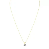 Lab Created Carat Round Shape Grown Diamond Solitaire Necklace Available Sterling Silver and Yellow Gold