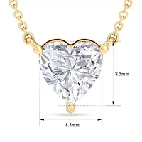 Lab Created Carat Heart Shape Grown Diamond Solitaire Necklace Available Sterling Silver and Yellow Gold