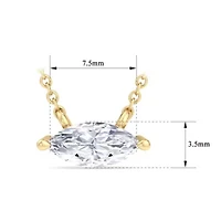 Lab Created Carat Marquise Shape Grown Diamond Solitaire Necklace Available Sterling Silver and Yellow Gold