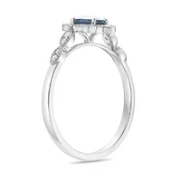 10K White Gold Sapphire and 1/8 ct. t.w. Diamond Ring