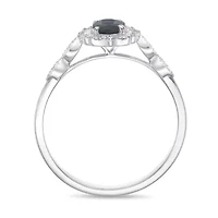 10K White Gold Sapphire and 1/8 ct. t.w. Diamond Ring