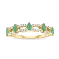 10K Gold Emerald and 1/5 ct. t.w. Diamond Ring