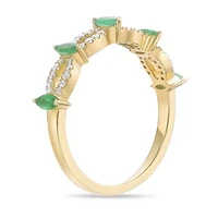 10K Gold Emerald and 1/5 ct. t.w. Diamond Ring