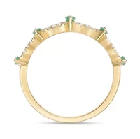 10K Gold Emerald and 1/5 ct. t.w. Diamond Ring
