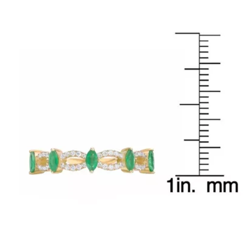 10K Gold Emerald and 1/5 ct. t.w. Diamond Ring