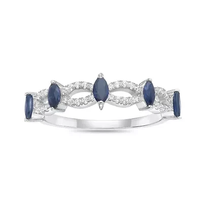 10K White Gold Sapphire and 1/ ct. t.w. Diamond Ring