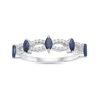 10K White Gold Sapphire and 1/ ct. t.w. Diamond Ring