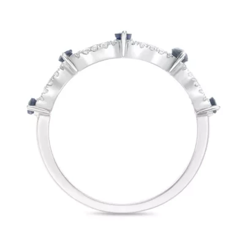 10K White Gold Sapphire and 1/ ct. t.w. Diamond Ring