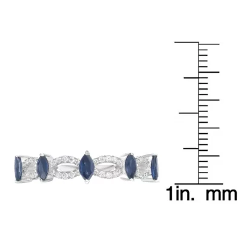 10K White Gold Sapphire and 1/ ct. t.w. Diamond Ring