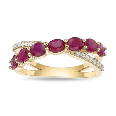 10K Gold Ruby and 1/10 ct. t.w. Diamond Ring