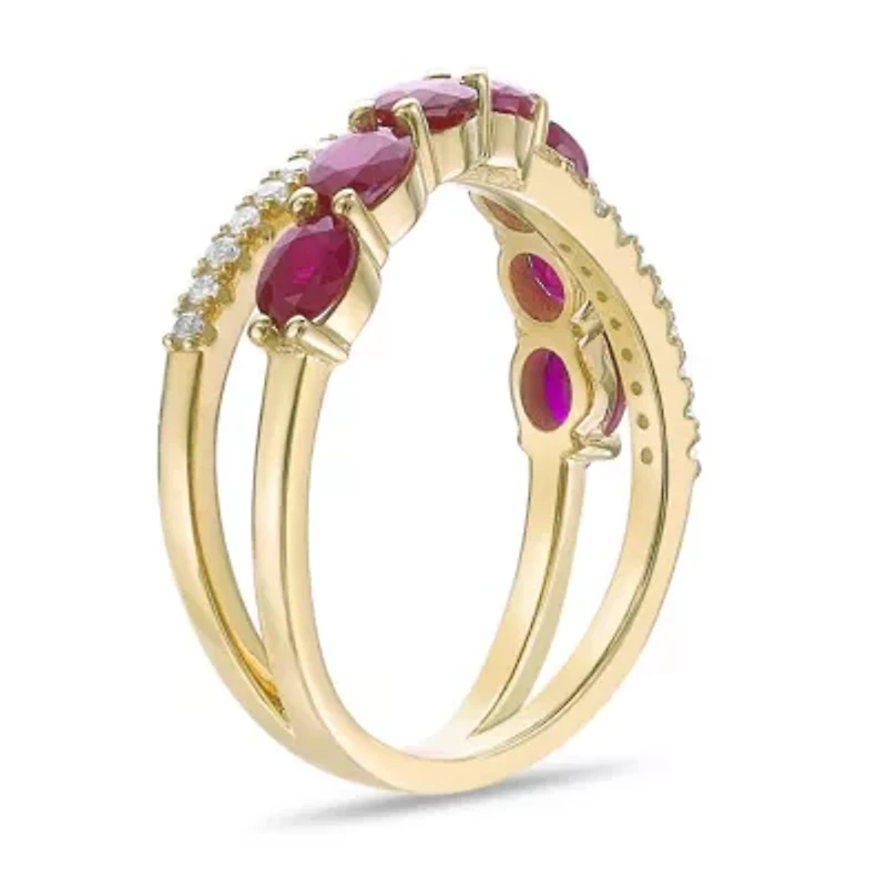 10K Gold Ruby and 1/10 ct. t.w. Diamond Ring