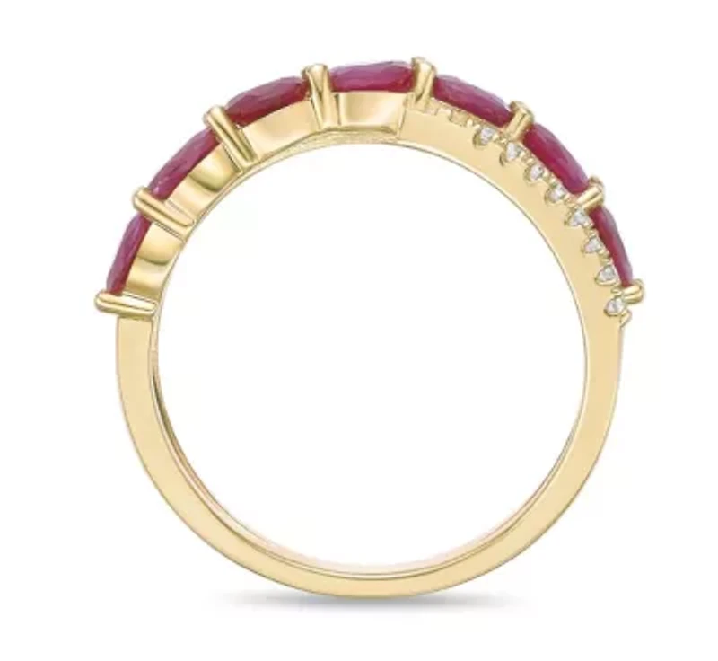 10K Gold Ruby and 1/10 ct. t.w. Diamond Ring