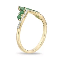 10K Gold Emerald and 1/6 ct. t.w. Diamond Ring