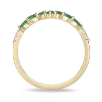 10K Gold Emerald and 1/6 ct. t.w. Diamond Ring