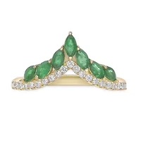 10K Gold Emerald and 1/6 ct. t.w. Diamond Ring
