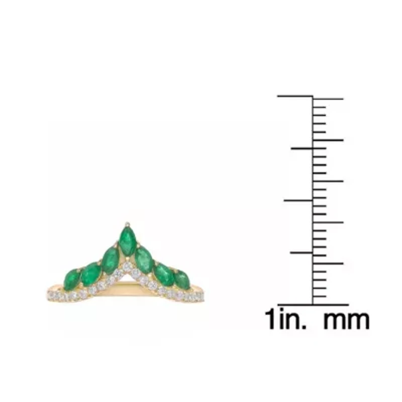 10K Gold Emerald and 1/6 ct. t.w. Diamond Ring