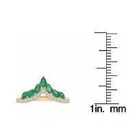 10K Gold Emerald and 1/6 ct. t.w. Diamond Ring