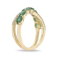 10K Gold Emerald and 1/10 ct. t.w. Diamond Ring