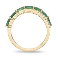 10K Gold Emerald and 1/10 ct. t.w. Diamond Ring