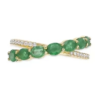 10K Gold Emerald and 1/10 ct. t.w. Diamond Ring