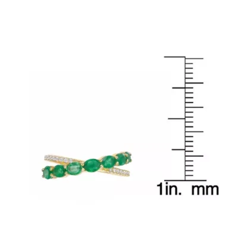 10K Gold Emerald and 1/10 ct. t.w. Diamond Ring