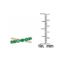 10K Gold Emerald and 1/10 ct. t.w. Diamond Ring