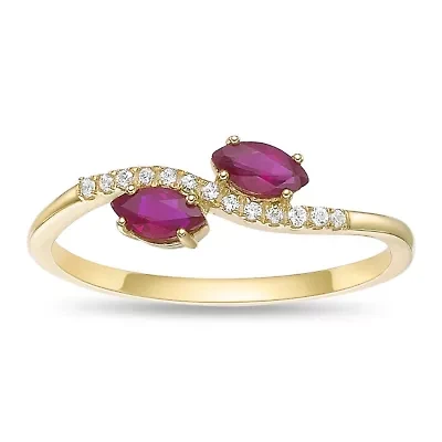 10K Gold Ruby and Diamond Accent Ring