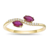 10K Gold Ruby and Diamond Accent Ring