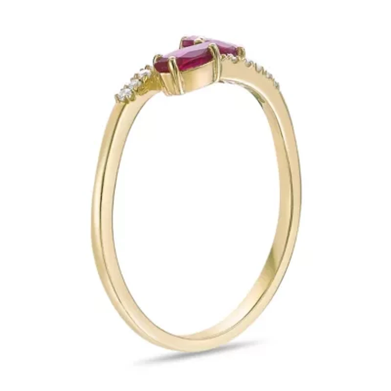 10K Gold Ruby and Diamond Accent Ring
