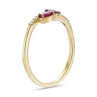 10K Gold Ruby and Diamond Accent Ring