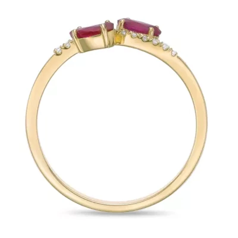 10K Gold Ruby and Diamond Accent Ring